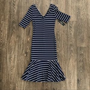 BOGO Lulus Navy White Striped Dress NWOT